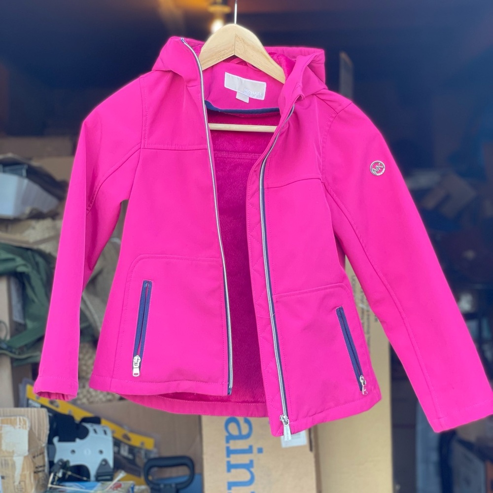 Michael Kors Girls Size 7/8. Soft Shell Fleece Lined Waterproof Hooded Jacket